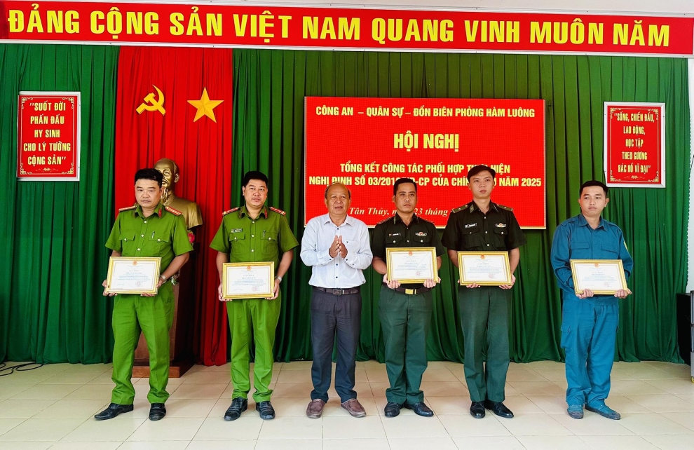 Công an xã Tân Thủy tổ chức tổng kết công tác phối hợp thực hiện Nghị định 03/2019/NĐ-CP của Chính phủ năm 2025