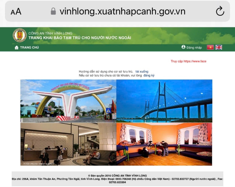 Ảnh giao diện Web khai báo