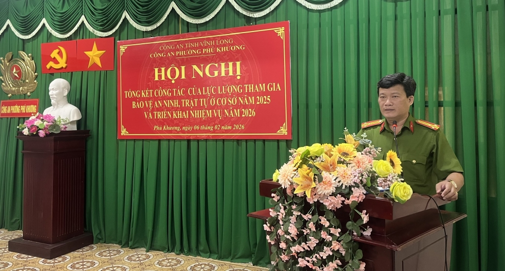Công an phường Phú Khương tổ chức Hội nghị tổng kết công tác của lực lượng tham gia bảo vệ an ninh trật tự ở cơ sở năm 2025 và triển khai nhiệm vụ năm 2026