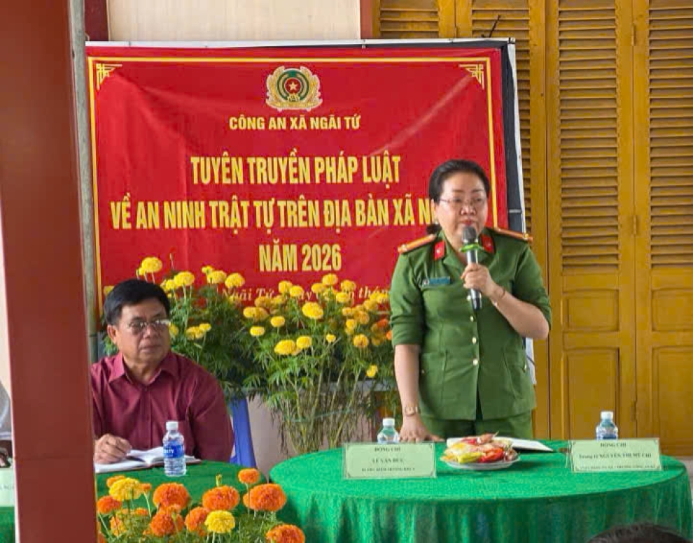 Công an xã Ngãi Tứ tổ chức tuyên truyền pháp luật về an ninh trật tự tại các ấp, khu trên địa bàn xã