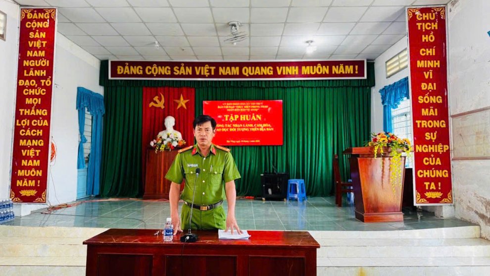 Công an xã Tân Thủy tập huấn công tác nhận lãnh, cảm hóa, giáo dục đối tượng vi phạm pháp luật