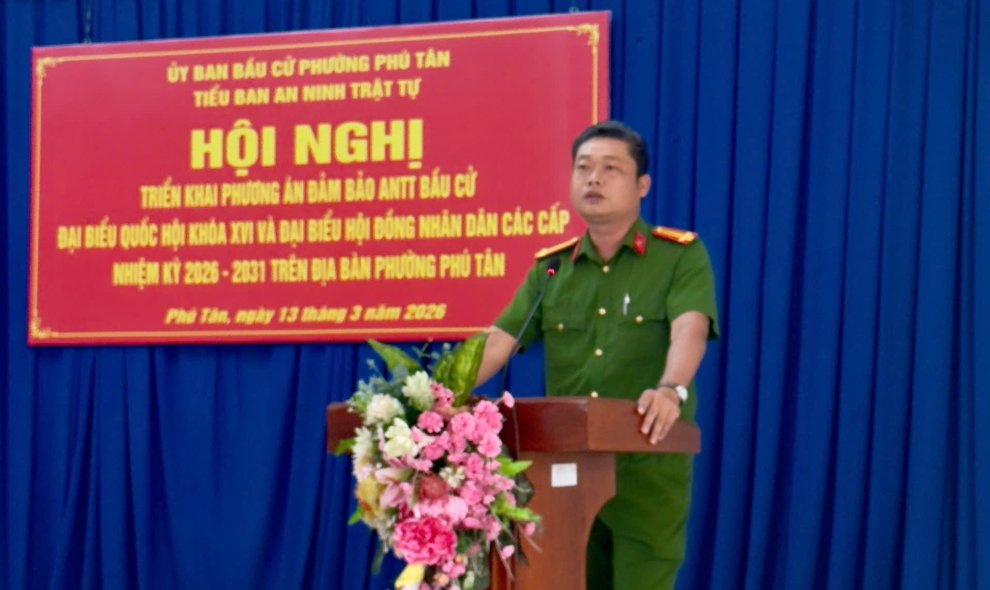 Tiểu ban an ninh trật tự Ủy ban bầu cử phường Phú Tân triển khai phương án đảm bảo đảm ANTT bầu cử