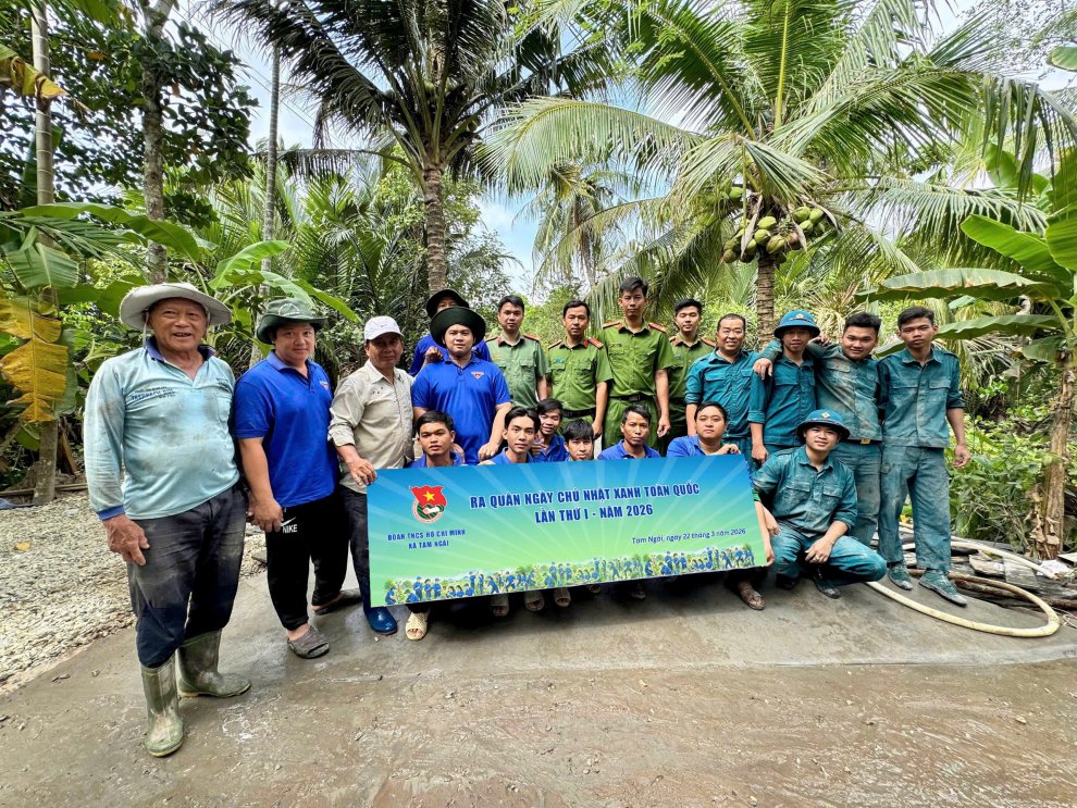 Tuổi trẻ Công an xã Tam Ngãi thực hiện công trình chào mừng Ngày thành lập Đoàn Thanh niên Cộng sản Hồ Chí Minh
