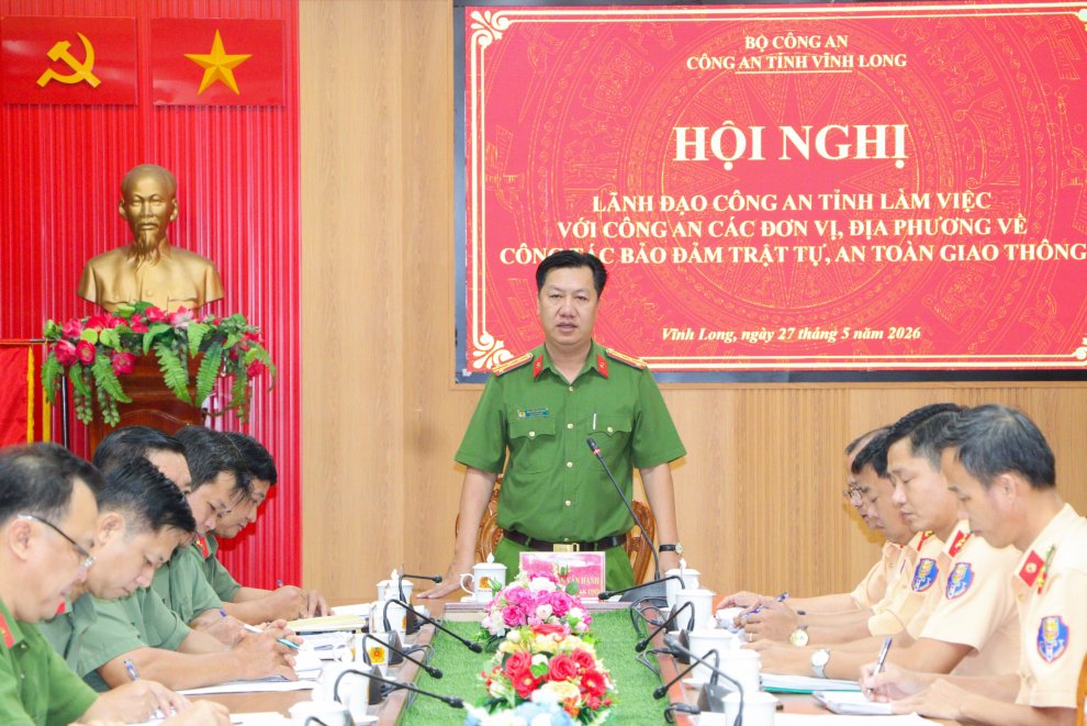 Lãnh đạo Công an tỉnh làm việc với Công an các đơn vị, địa phương về công tác bảo đảm trật tự, an toàn giao thông