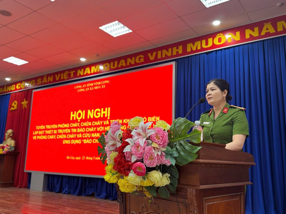 Công an xã Mỏ Cày tổ chức tuyên truyền phòng cháy, chữa cháy và triển khai lắp đặt thiết bị truyền tin báo cháy