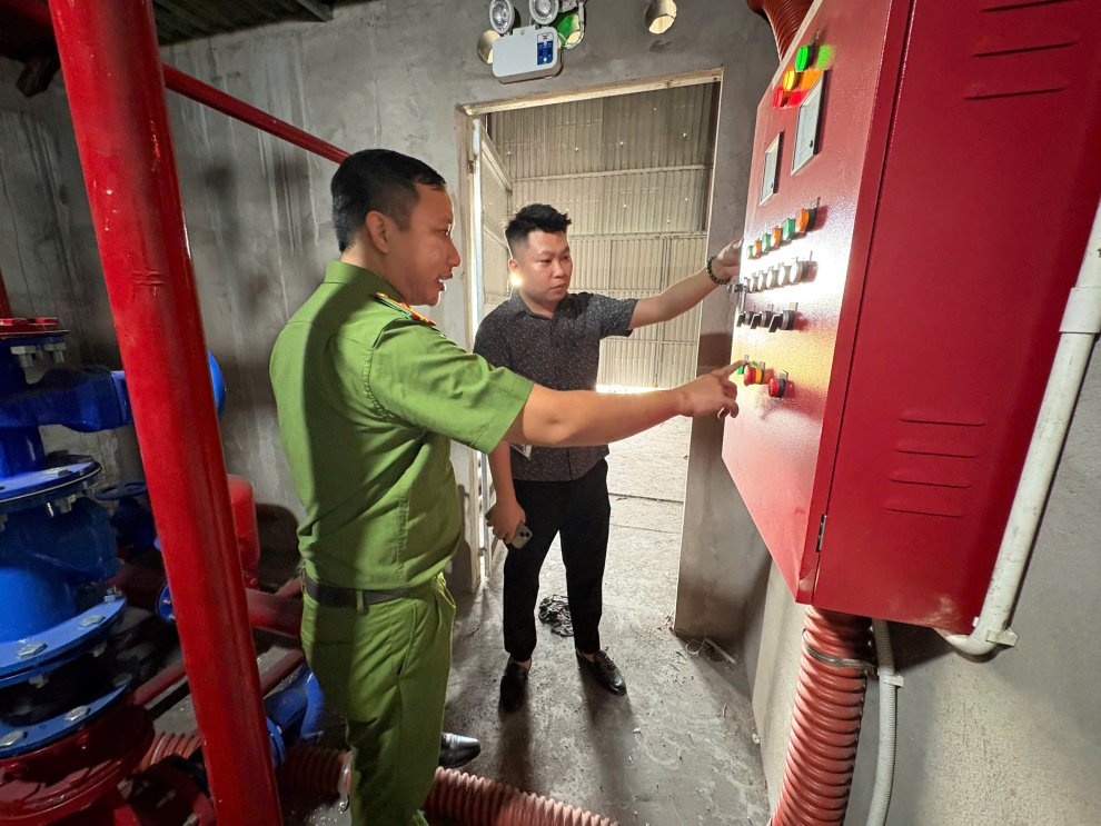 Ảnh 1 Kiểm tra nghiệm thu hệ thống trạm bơm chữa cháy