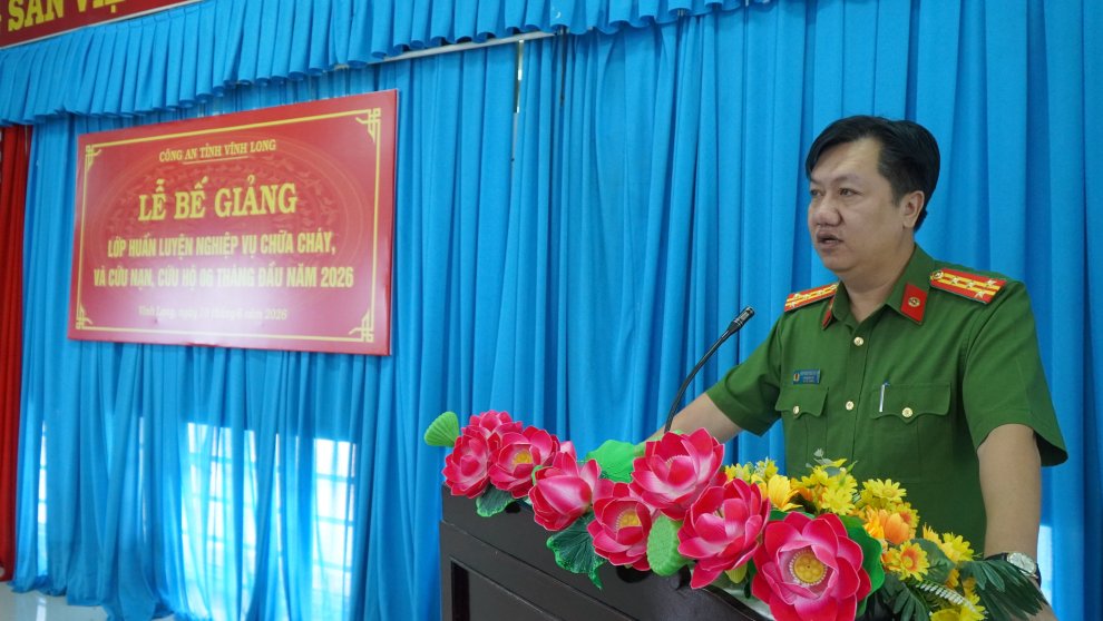 Bế giảng huấn luyện nghiệp vụ chữa cháy, cứu nạn, cứu hộ 6 tháng đầu năm 2026