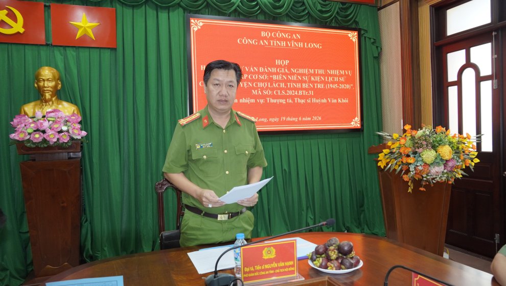 Đại tá, Tiến sĩ Nguyễn Văn Hạnh, Phó Giám đốc Công an tỉnh, Chủ tịch Hội đồng tư vấn, đánh giá nghiệm thu phát biểu kết luận