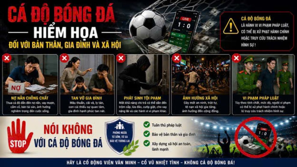 Công an xã Cầu Kè khuyến cáo người dân không tham gia cá độ bóng đá mùa World Cup 2026