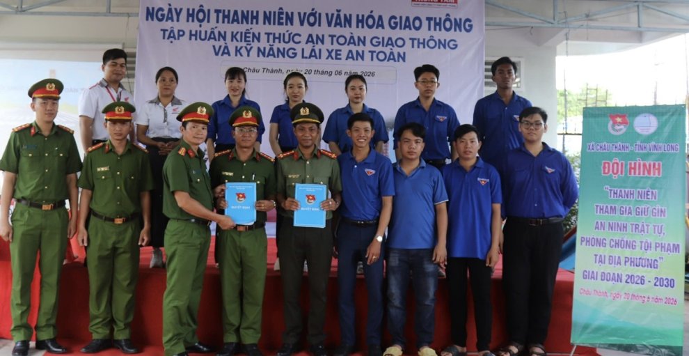Công an xã Châu Thành phối hợp ra mắt Đội hình thanh niên tham gia giữ gìn an ninh trật tự, phòng, chống tội phạm