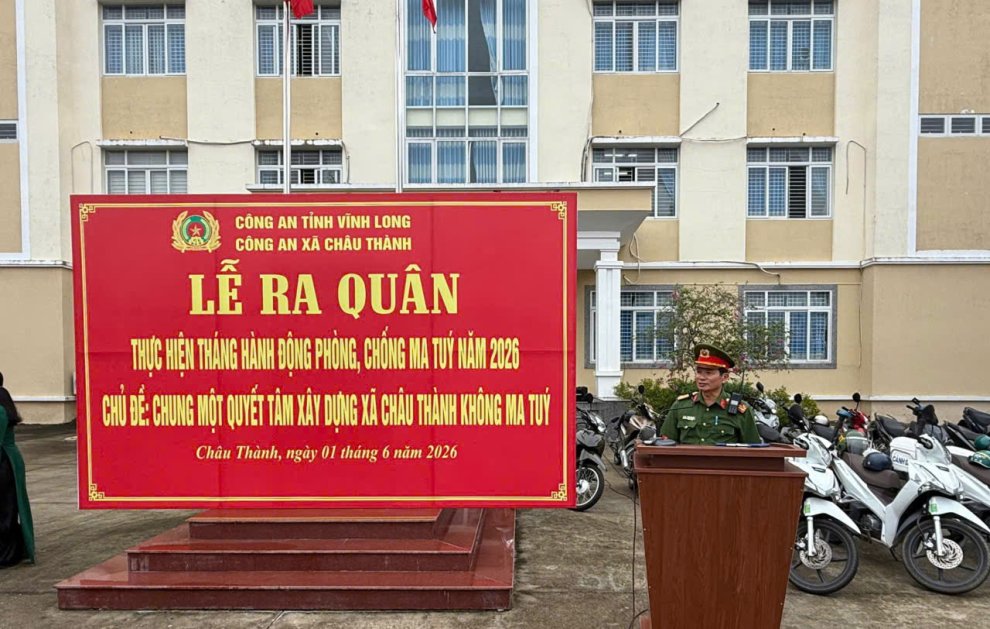 Công an xã Châu Thành tổ chức ra quân thực hiện Tháng hành động phòng, chống ma tuý năm 2026