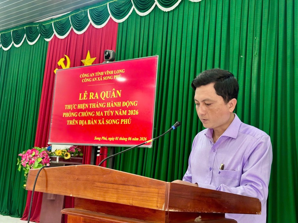 Công an xã Song Phú tổ chức ra quân thực hiện Tháng hành động phòng, chống ma túy năm 2026