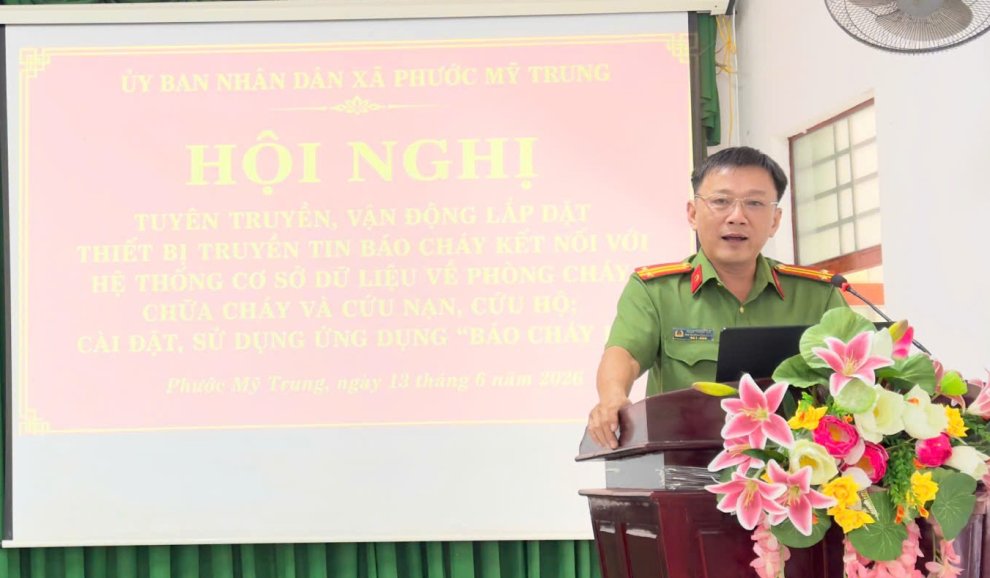 Công an xã Phước Mỹ Trung tổ chức tuyên truyền phòng cháy, chữa cháy và triển khai lắp đặt thiết bị truyền tin báo cháy