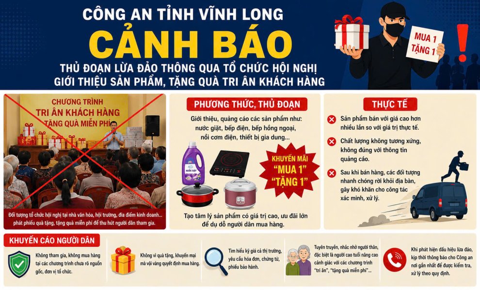 Cảnh báo thủ đoạn lừa đảo núp bóng hội nghị giới thiệu sản phẩm, tặng quà tri ân khách hàng