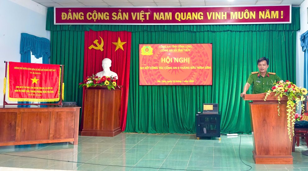Công an xã Tân Thủy sơ kết công tác Công an 6 tháng đầu năm 2026