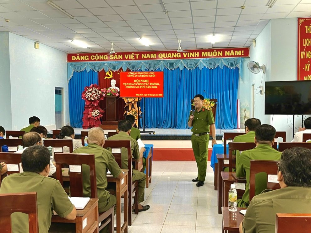 Công an xã Đồng Khởi tổ chức tập huấn công tác phòng, chống ma túy năm 2026