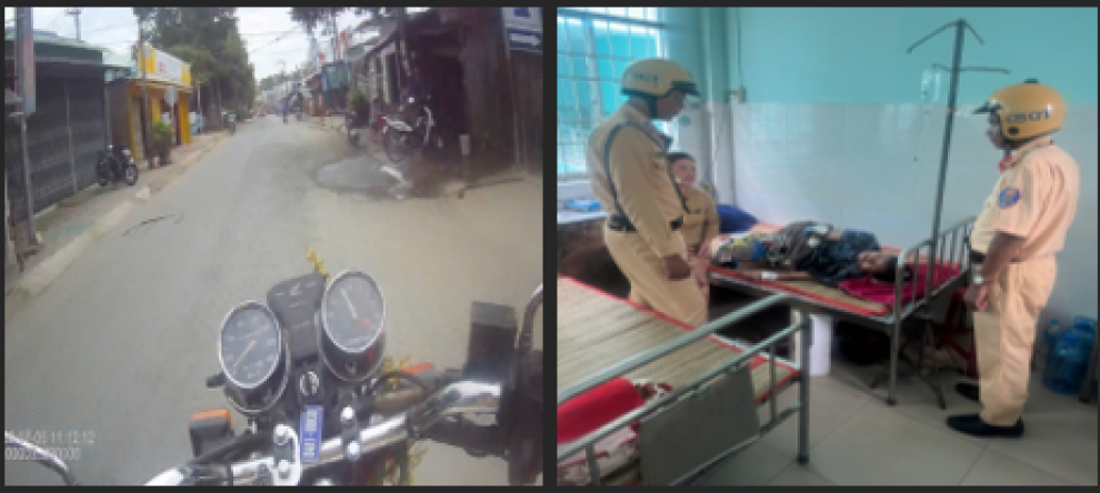 Cảnh sát giao thông dùng xe đặc chủng đưa người bệnh bị co giật mạnh đi cấp cứu kịp thời