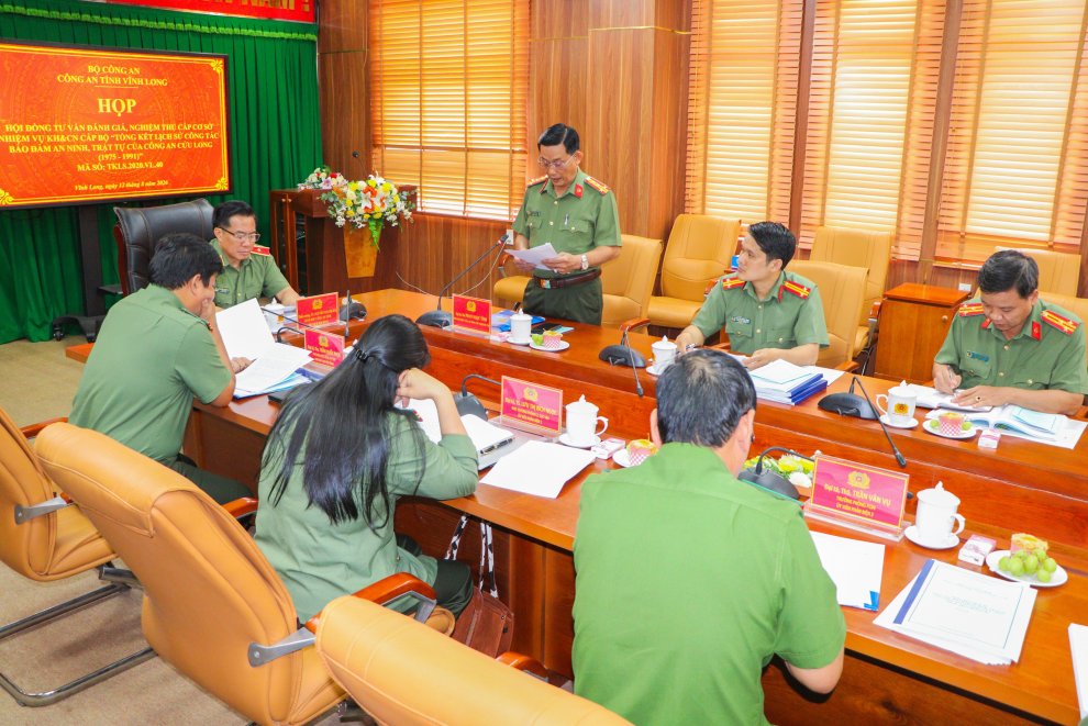 Công an tỉnh Vĩnh Long nghiệm thu cấp cơ sở nhiệm vụ khoa học và công nghệ cấp Bộ về lịch sử Công an tỉnh Cửu Long, giai đoạn 1975 - 1991