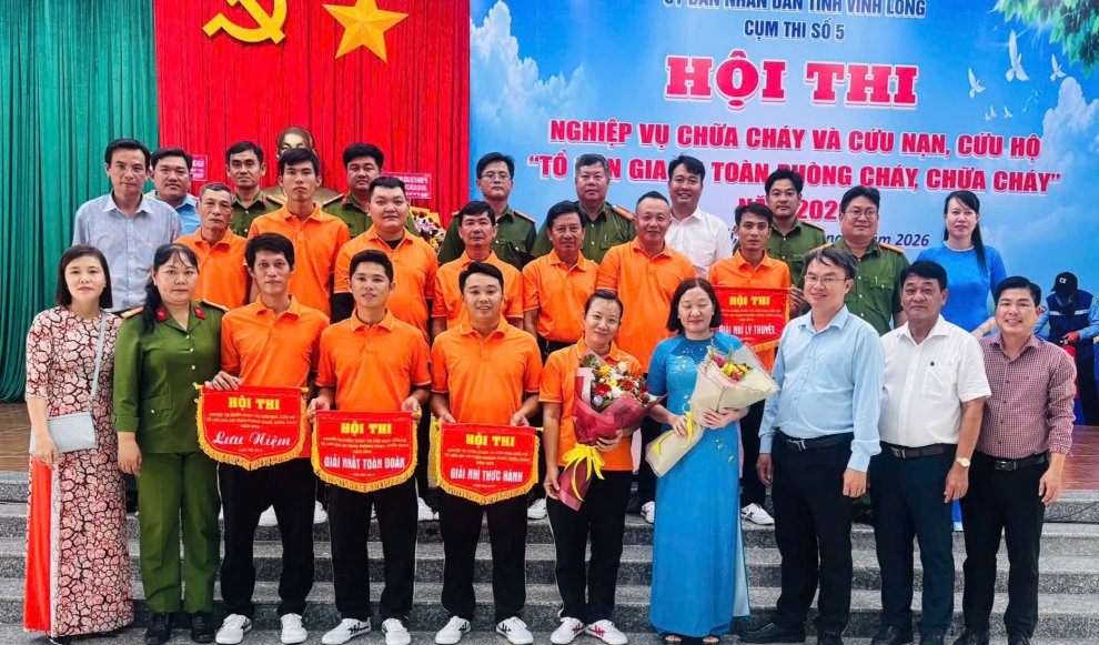 Tổ liên gia an toàn phòng cháy, chữa cháy xã Trung Ngãi xuất sắc đạt giải Nhất toàn đoàn tại Hội thi nghiệp vụ phòng cháy, chữa cháy và cứu nạn cứu hộ tỉnh Vĩnh Long năm 2026 - Cụm thi số 5