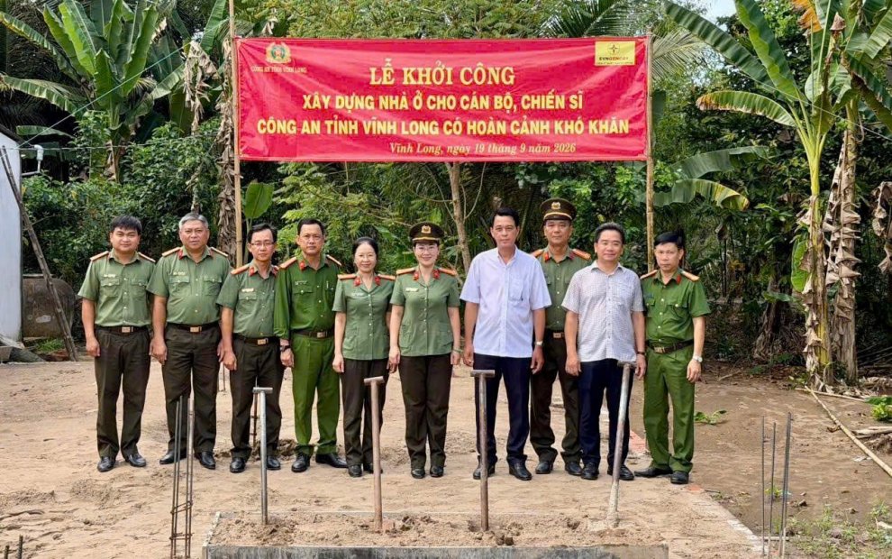 Công an tỉnh Vĩnh Long khởi công xây dựng nhà ở cho cán bộ có hoàn cảnh khó khăn