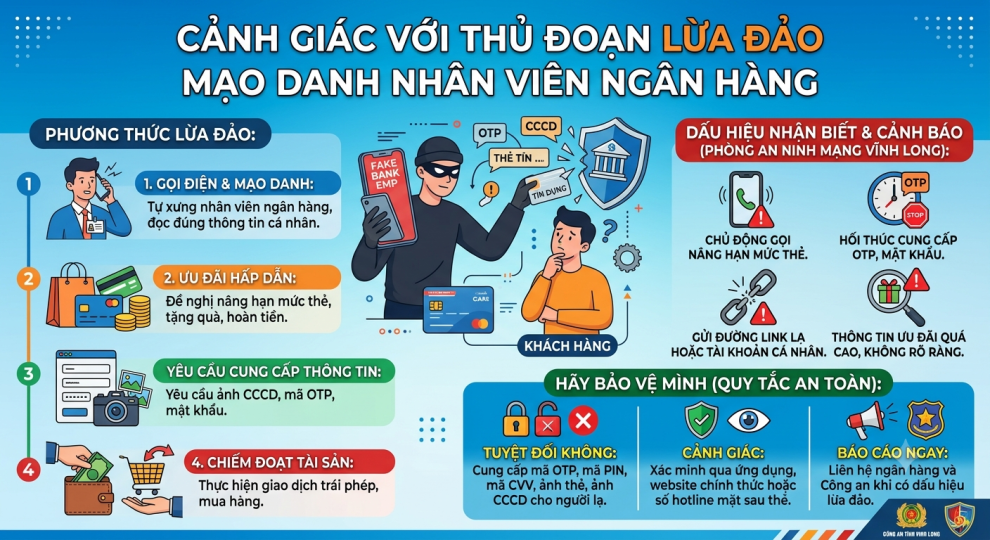 Infographic Mạo danh nhân viên ngân hàng