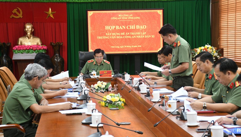 Công an tỉnh Vĩnh Long họp Ban chỉ đạo Đề án thành lập trường Văn hóa CAND XI