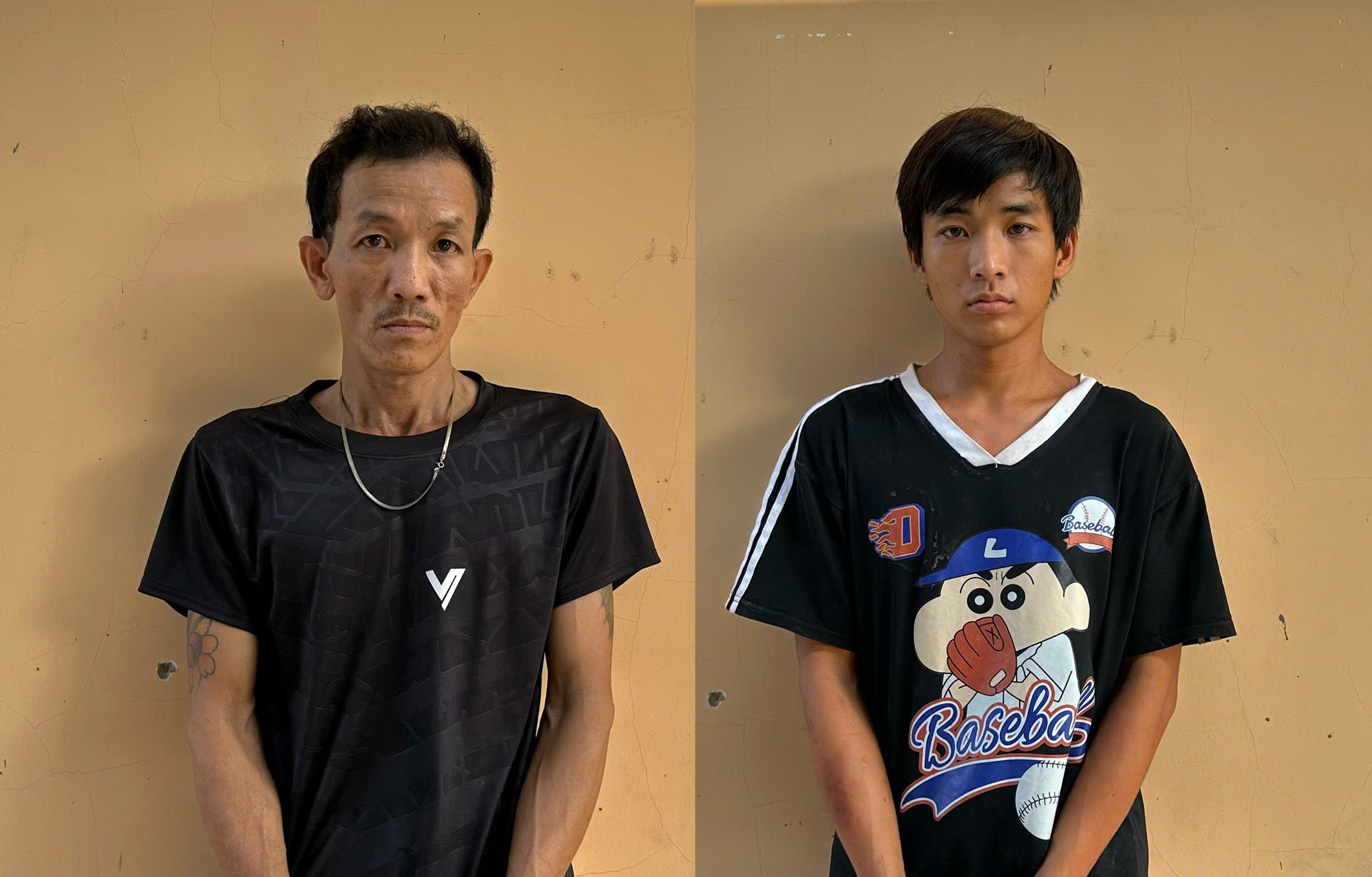 Phạm Trường Sơn và Hồ Nhựt Trường tại cơ quan Công an