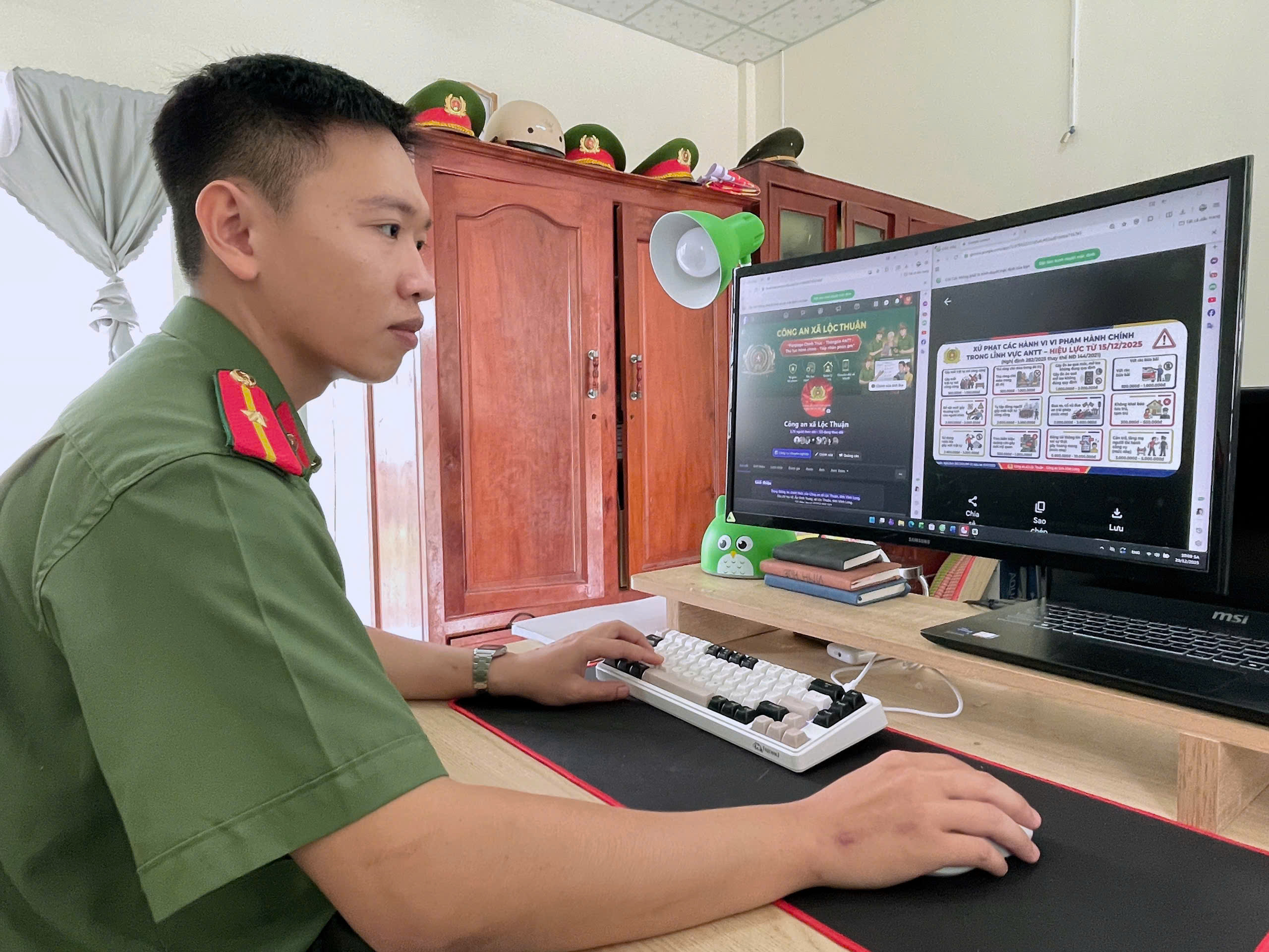 Công an xã Lộc thuận thiết kế hình ảnh bằng A I để tuyên truyền
