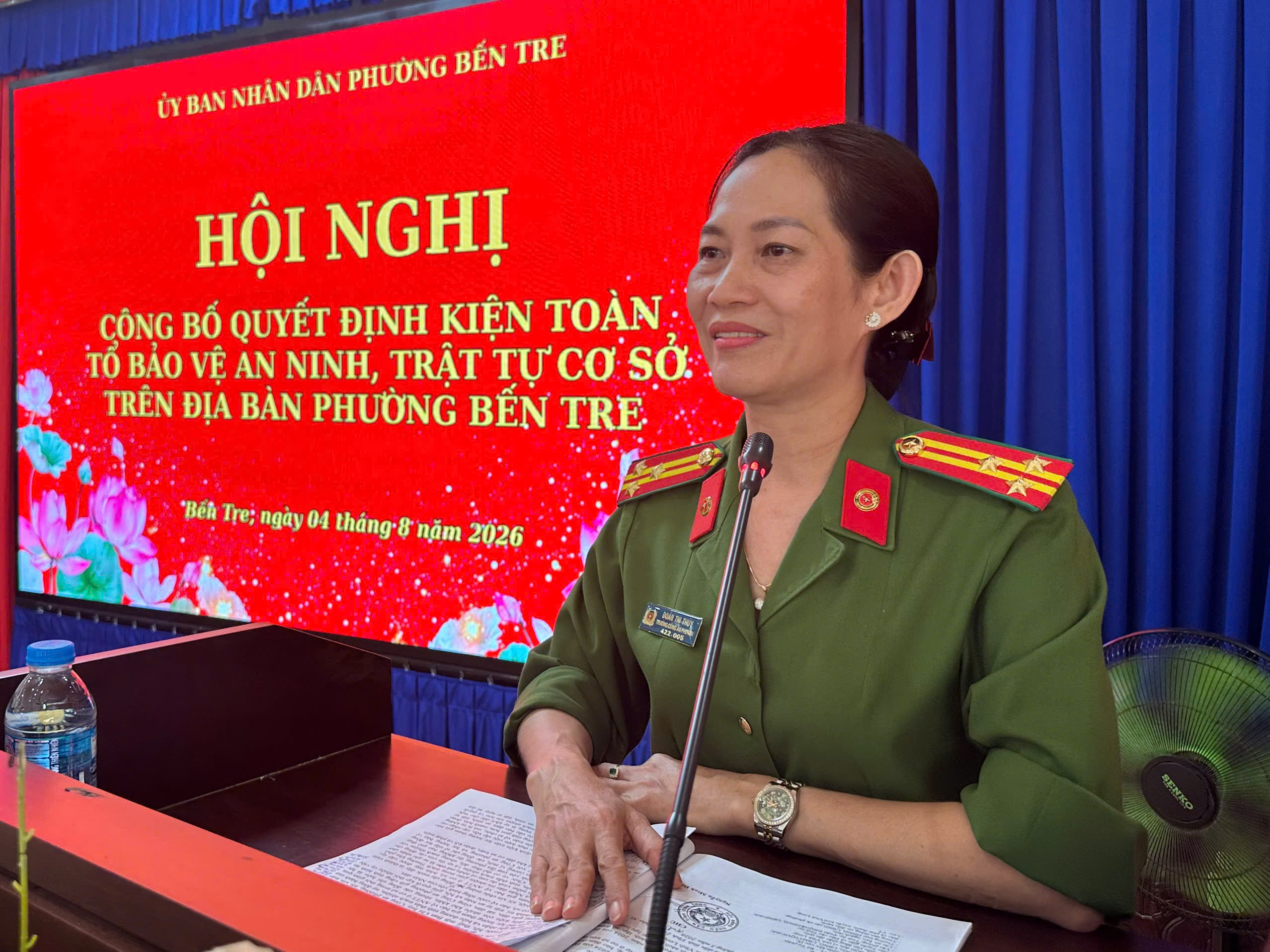 Trưởng Công an phường phát biểu tại Hội nghị