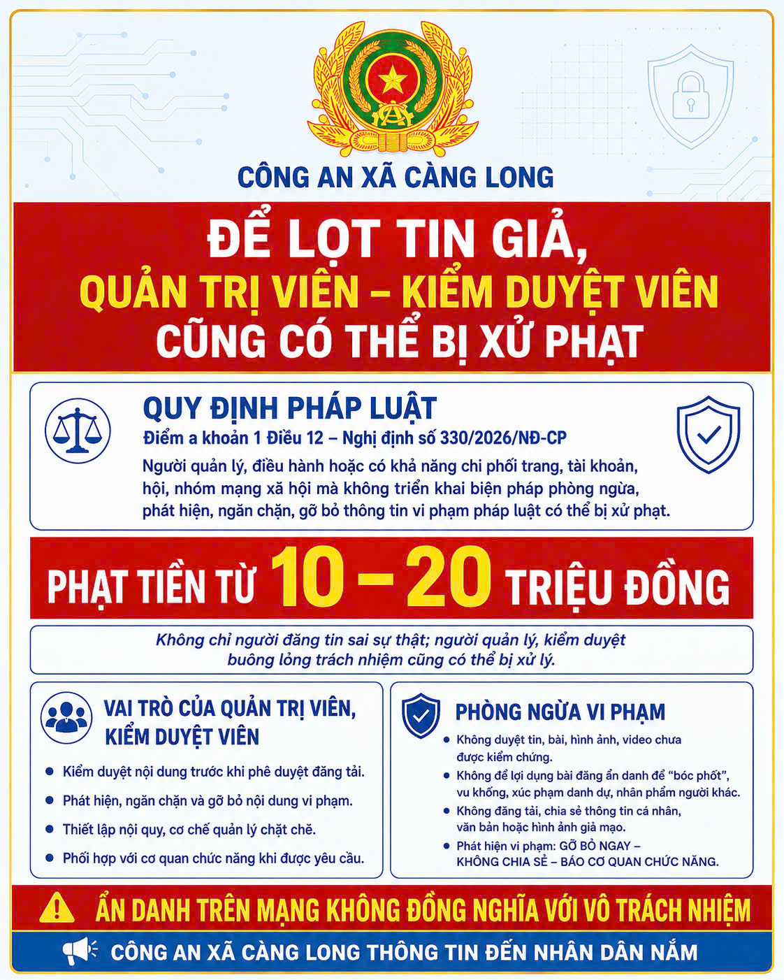 INFOGRAPHIC ĐỂ LỌT TIN GIẢ, QUẢN TRỊ VIÊN KIỂM DUYỆT VIÊN CŨNG BỊ XỬ PHẠT